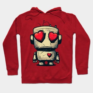 Cute clumsy sad valentine retro robot in love Hoodie